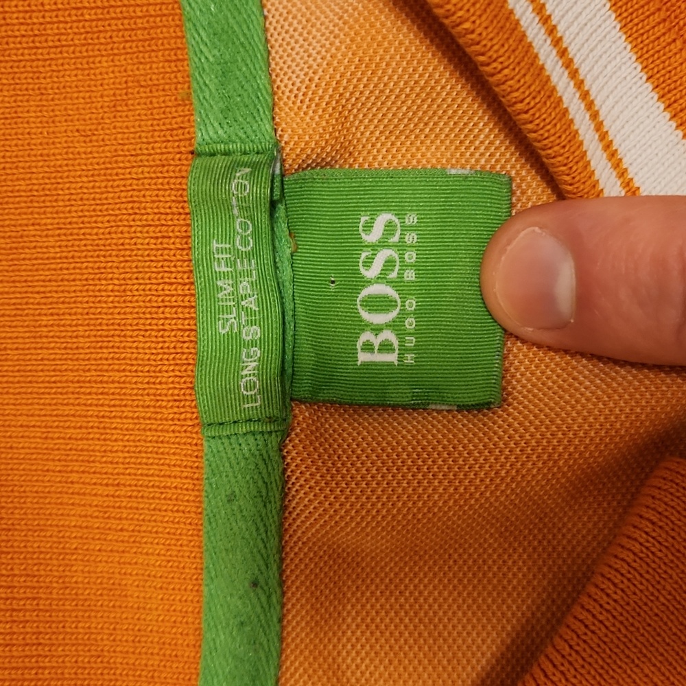 Hugo Boss Orange & White logo Tape Spellout Slim Fit Polo Shirt - Picture 5 of 12